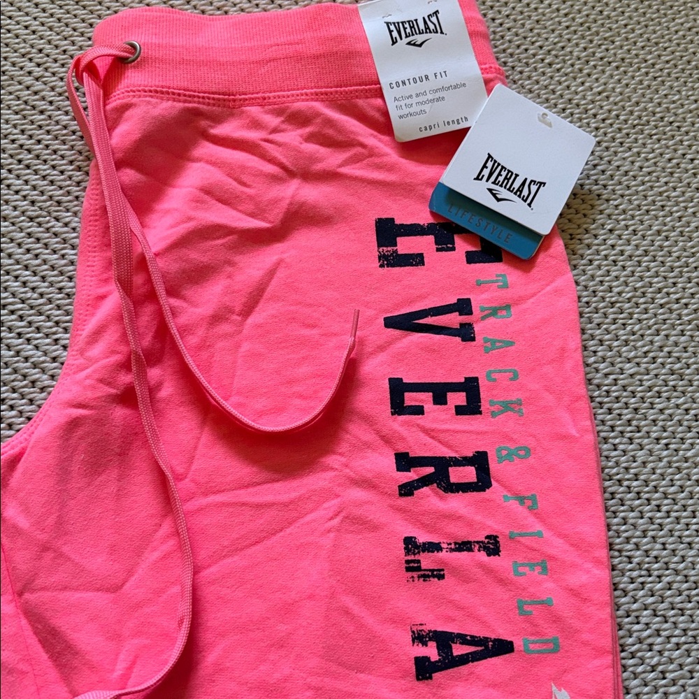 Pants capri womens new size L 60% cotton 40% polyester Everlast elastic waist